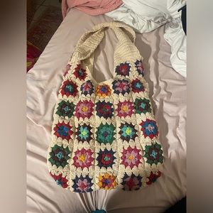 crochet granny square tote bag